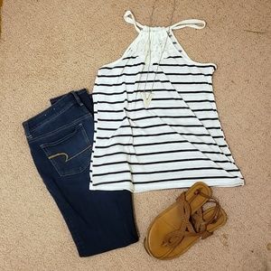 Vanity, Navy Blue Striped Tank Top